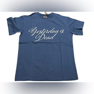 Yesterday‎ Is Dead YID Logo Embroidery sketch T-shirt short sleeve blue small
